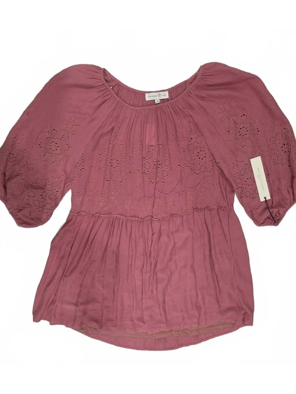 Penelope Rose Mauve Embroidered Puff Sleeve Dress